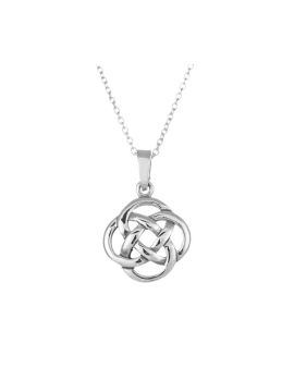 Sterling Silver Round Celtic Knot Pendant Necklace